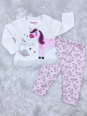 Minilay Unicorn Baskılı Kız Bebek Takım 3-6-9 Ay - 1