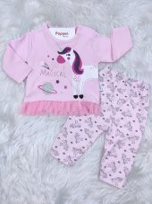 Minilay Unicorn Baskılı Kız Bebek Takım 3-6-9 Ay - 2