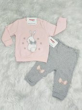 Necixs Ponponlu Tavşan Nakışlı Kız Bebek 2li Takım - 3