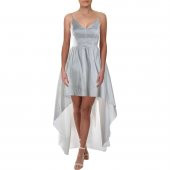 Junior A-Line Parlak Yüksek Arka Düşük Ön V Yaka Elbise - 1