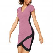 Genç Bayan Çizgili Mini Kokteyl Elbisesi - 2