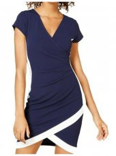 Genç Bayan Çizgili Mini Kokteyl Elbisesi - 3