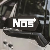 2 Adet NOS Sticker | Logo ve Kanat | Kaput - Bagaj - Cam - Leptop - Ayna | Beyaz - 2