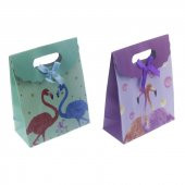12 Adet 12x16cm Karışık Renkte Flamingo Karton Çanta - 3
