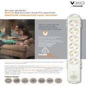 Viko 6 Lı Akım Korumalı Çocuk Korumalı Grup Priz 1,5 Mt - 2