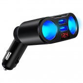 3.1A Usb Girişli Çakmak Girişinden 2 Çakmak Çıkışlı Çoklayıcı Soketi - 1