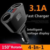 3.1A Usb Girişli Çakmak Girişinden 2 Çakmak Çıkışlı Çoklayıcı Soketi - 2