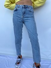 Kadın Bel Ve Paça Pensli Kot Pantolon Açık Mavi - 6