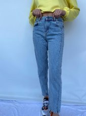 Kadın Bel Ve Paça Pensli Kot Pantolon Açık Mavi - 8