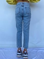 Kadın Bel Ve Paça Pensli Kot Pantolon Açık Mavi - 10