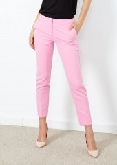 Kadın Pembe Yan Cepli Pantalon - 6