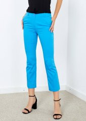 Kadın Mavi Cepli Pantalon - 1