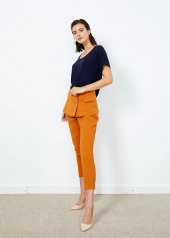 Kadın Tarçın Dar Paça Etek Detaylı Pantolon - 4