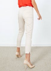 Kadın Bej Desenli Cepli Pantalon - 4