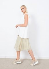 Kadın Beyaz Omuz Detaylı Kolsuz Basic Bluz - 4