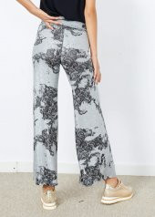 Kadın Gri Desenli İspanyol Paça Pantolon - 5