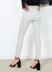 Kadın Gri Slim Fit Likralı Pantalon - 3