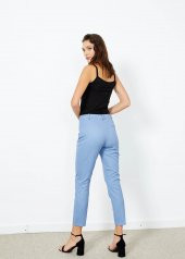 Kadın Mavi Puantiye Cepli Pantalon - 2