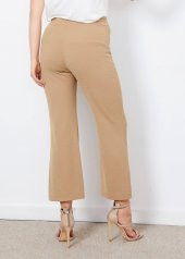 Kadın Bej Bel Lastikli Paça Detaylı Pantalon - 3