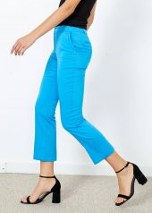 Kadın Mavi Cepli Pantalon - 3