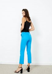 Kadın Mavi Cepli Pantalon - 4