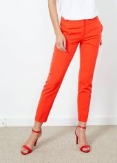 Kadın Kırmızı Yan Cepli Pantalon - 1