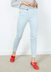 Kadın Mavi Slim Fit Likralı Pantalon - 1