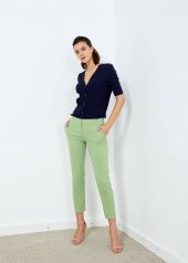 Kadın Açık Yeşil Yan Cepli Pantalon - 1