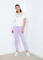 Kadın Lila Yan Cepli Pantalon - 2