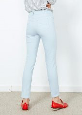 Kadın Mavi Slim Fit Likralı Pantalon - 3