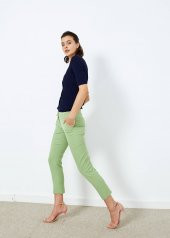Kadın Açık Yeşil Yan Cepli Pantalon - 3