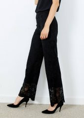 Kadın Siyah Güpürlü Yan Fermuarlı Pantalon - 4