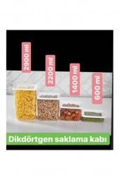 Vip Ahmet 2 li Set Akrilik Dikdörtgen saklama Kabı 600 ml VP-104 - 5