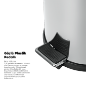 Foreca Pedallı Çöp Kovası Siyah 12 Lt - 4