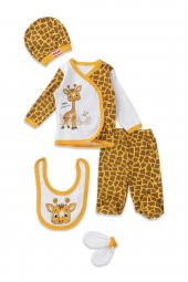 5li Zürafa Baskılı Unisex Bebek Takımı - 1