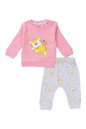 Pembe My Little Tiger Baskılı Kız Bebek Takımı - 1