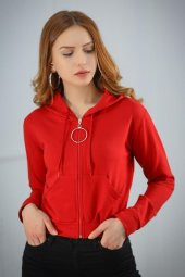 Kapşonlu Fermuarlı Sweat Kırmızı - 4540.316. - 1