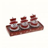 3 Adet 4cm Kardan Adam Tealigt Mum Şapkalı Yılbaşı - 3