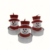 3 Adet 4cm Kardan Adam Tealigt Mum Şapkalı Yılbaşı - 4
