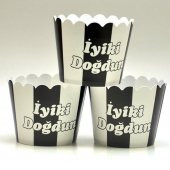 Taraftar Siyah-Beyaz Cupcake (Muffin) Kabı (25 adet) - 1