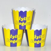 Taraftar Sarı-Lacivert Cupcake (Muffin) Kabı (25 adet) - 1