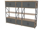 Uzay Ofis Metal Ofis Dolabı Kitaplık Raf Line 065   Kafkas Meşe-Antrasit - 1