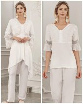 PERİN 316 ECRU Hamile Lohusa 3 Lü Pijama Sabahlık Takım - 1