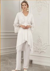 PERİN 316 ECRU Hamile Lohusa 3 Lü Pijama Sabahlık Takım - 3