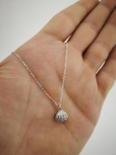 İstiridye İnci Tasarımlı 925 Ayar Gümüş Kadın Kolye thumbnail 4