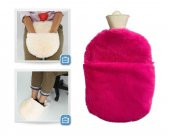 Sıcak Su Torbası Cepli Model Peluş,Pembe Renkli Termofor 35x23x2cm 2 Litre - 1