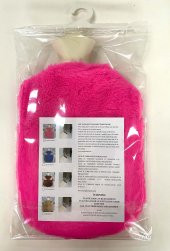 Sıcak Su Torbası Cepli Model Peluş,Pembe Renkli Termofor 35x23x2cm 2 Litre - 4
