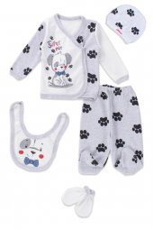 Gri Super Pup Ayıcıklı Patili Unisex Bebek Takımı - 1