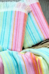 3Lü 50x90 Kadife Gökkuşağı Desen El-Yüz Havlusu - 3