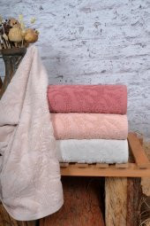 4Lü 50x90 Jakarlı Yaprak Desenli El-Yüz Havlusu - 1